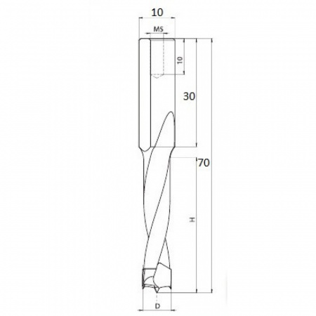 Сверло глухое / Присадочное глухое сверло диаметр 5 мм длина 70 мм.